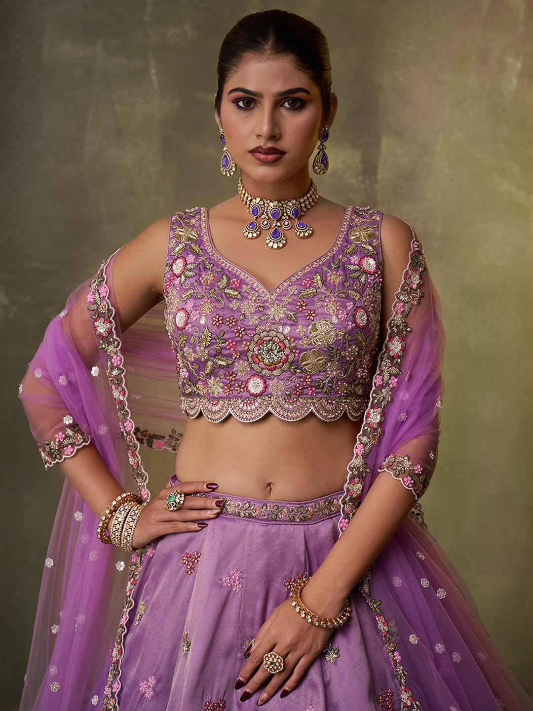 Tissue Fabric Sequins embroidery Semi-Stitched Lehenga & Unstitched Blouse With Dupatta House of Panchhi