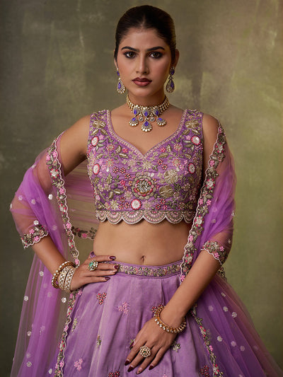 Tissue Fabric Sequins embroidery Semi-Stitched Lehenga & Unstitched Blouse With Dupatta House of Panchhi