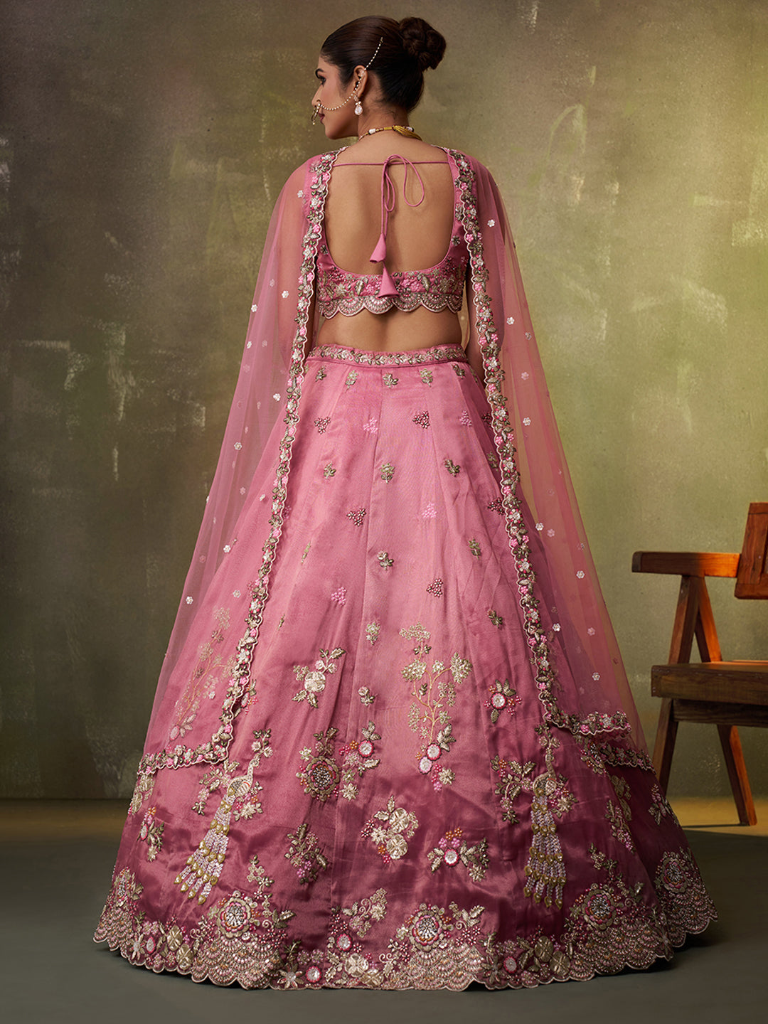Tissue Fabric Sequins embroidery Semi-Stitched Lehenga & Unstitched Blouse With Dupatta House of Panchhi