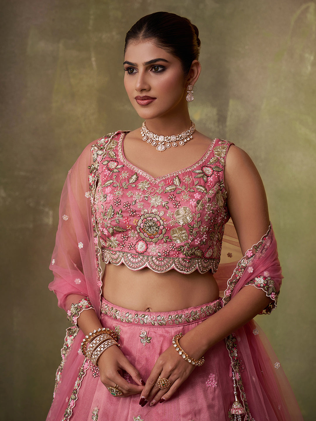 Tissue Fabric Sequins embroidery Semi-Stitched Lehenga & Unstitched Blouse With Dupatta House of Panchhi