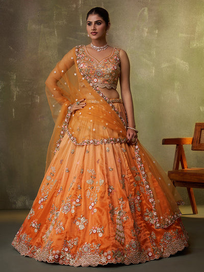 Tissue Fabric Sequins embroidery Semi-Stitched Lehenga & Unstitched Blouse With Dupatta House of Panchhi