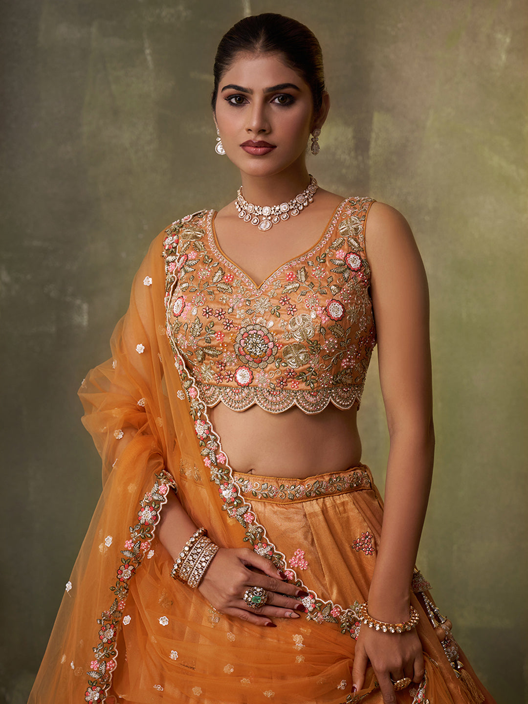 Tissue Fabric Sequins embroidery Semi-Stitched Lehenga & Unstitched Blouse With Dupatta House of Panchhi