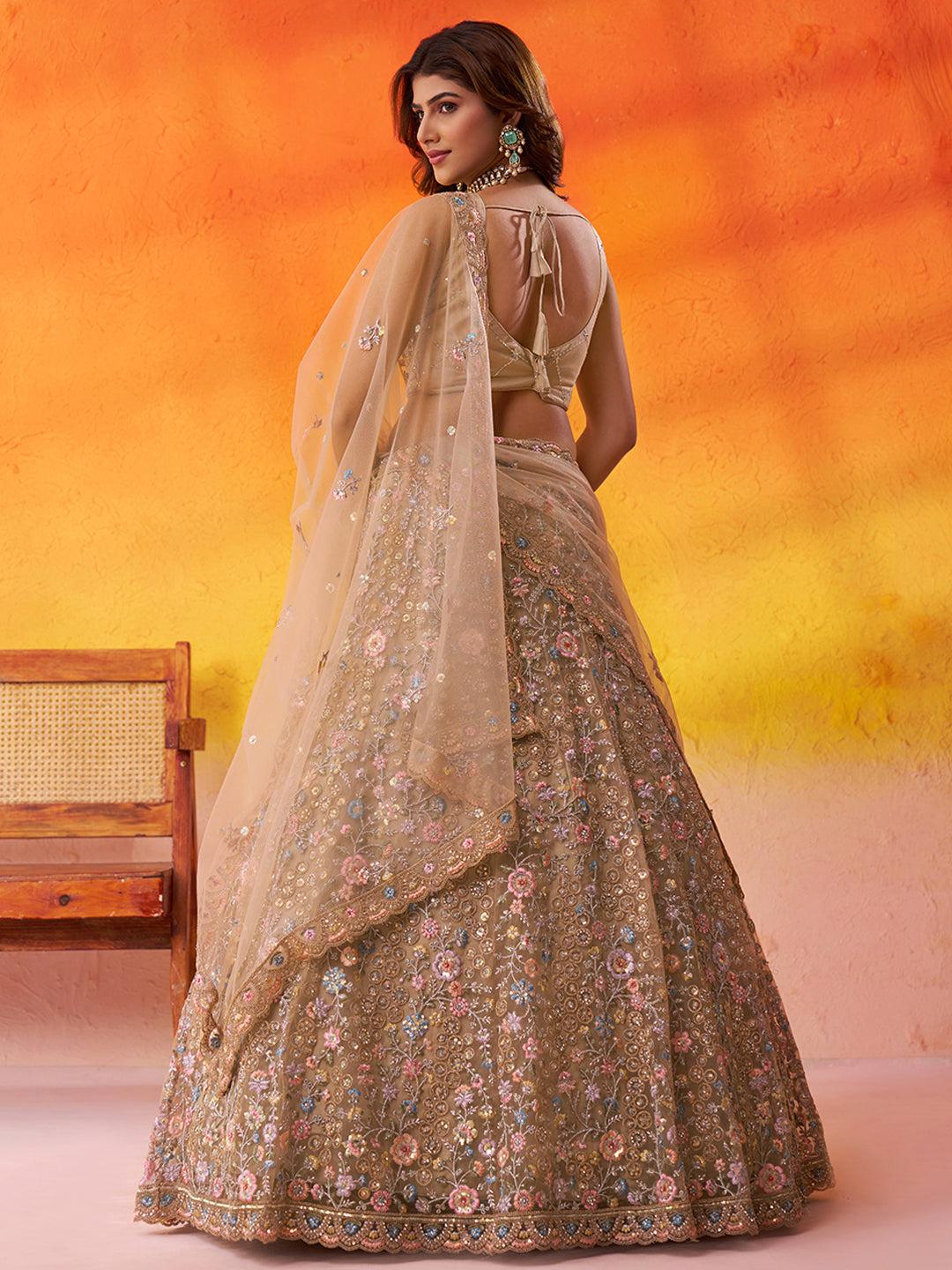 Net Fabric Sequins embroidery Semi-Stitched Lehenga & Unstitched Blouse With Dupatta House of Panchhi