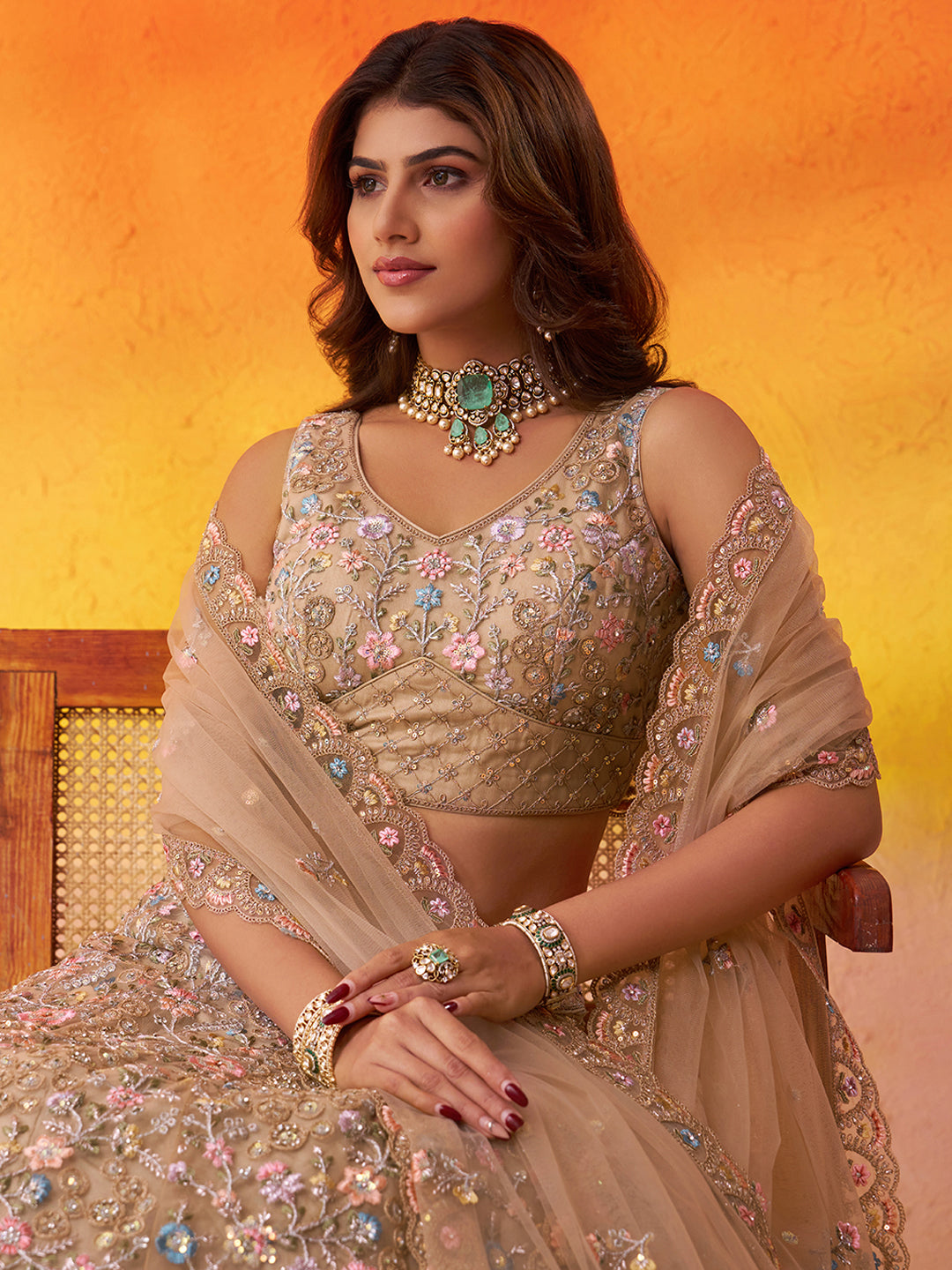 Net Fabric Sequins embroidery Semi-Stitched Lehenga & Unstitched Blouse With Dupatta House of Panchhi