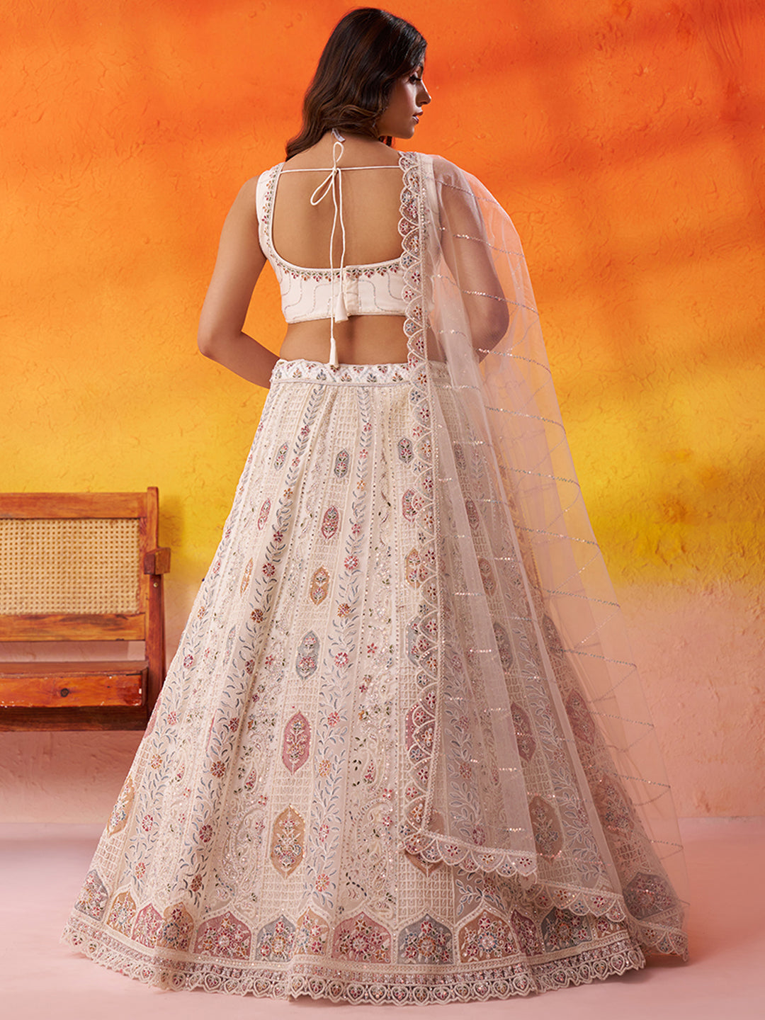 Net Fabric Sequins embroidery Semi-Stitched Lehenga & Unstitched Blouse With Dupatta House of Panchhi