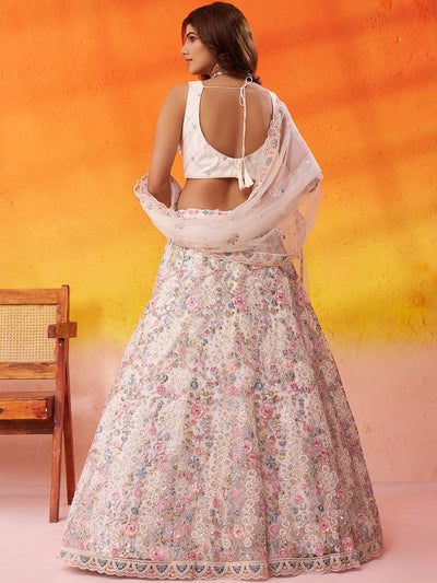 Net Fabric Sequins embroidery Semi-Stitched Lehenga & Unstitched Blouse With Dupatta House of Panchhi