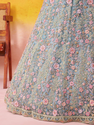 Net Fabric Sequins embroidery Semi-Stitched Lehenga & Unstitched Blouse With Dupatta House of Panchhi