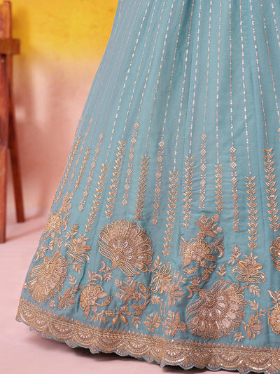 Pink- Tissue Silk Fabric Sequins embroidery Semi-Stitched Lehenga & Unstitched Blouse With Dupatta House of Panchhi