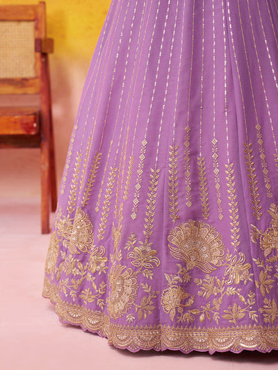 Pink- Tissue Silk Fabric Sequins embroidery Semi-Stitched Lehenga & Unstitched Blouse With Dupatta House of Panchhi