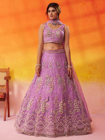 Net Fabric Sequins embroidery Semi-Stitched Lehenga & Unstitched Blouse With Dupatta House of Panchhi