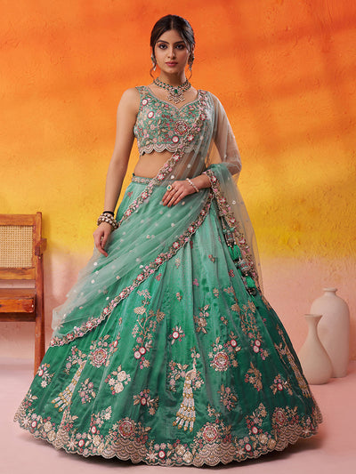 Tissue Fabric Sequins embroidery Semi-Stitched Lehenga & Unstitched Blouse With Dupatta House of Panchhi