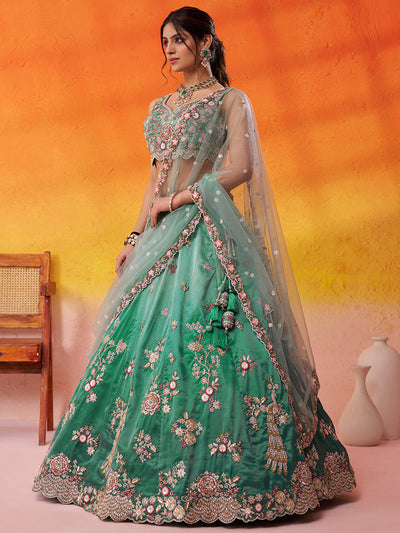 Tissue Fabric Sequins embroidery Semi-Stitched Lehenga & Unstitched Blouse With Dupatta House of Panchhi