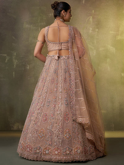 Net Fabric Sequins embroidery Semi-Stitched Lehenga & Unstitched Blouse With Dupatta House of Panchhi