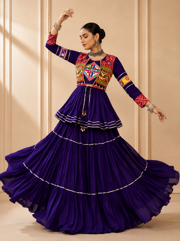 Royal Blue color Navratri Designer Ready To Wear Lehenga Set houseofpanchhi