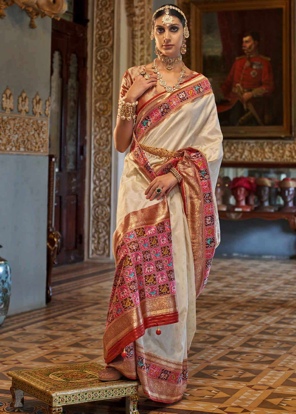 PREMIUM SILK Embroidered with Heavy Patchwork & Cutwork Border Saree with  Blouse