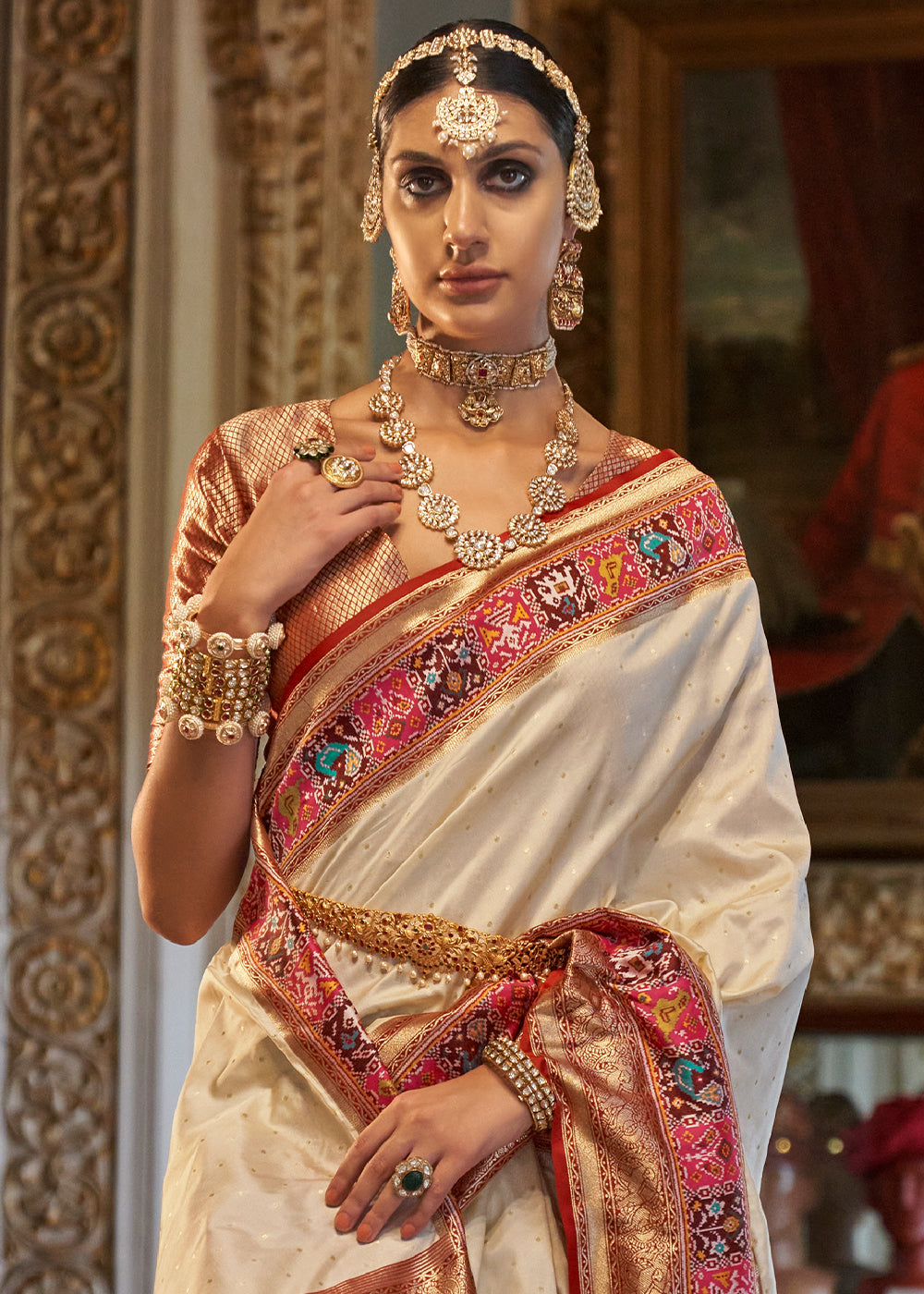 PREMIUM SILK Embroidered with Heavy Patchwork & Cutwork Border Saree with  Blouse