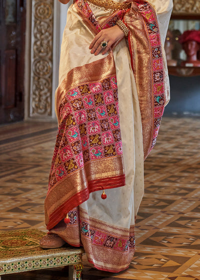 PREMIUM SILK Embroidered with Heavy Patchwork & Cutwork Border Saree with  Blouse