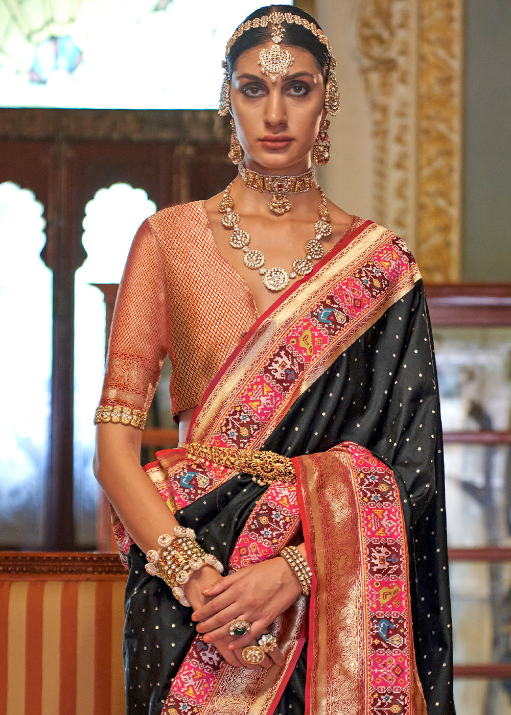 PREMIUM SILK Embroidered with Heavy Patchwork & Cutwork Border Saree with  Blouse