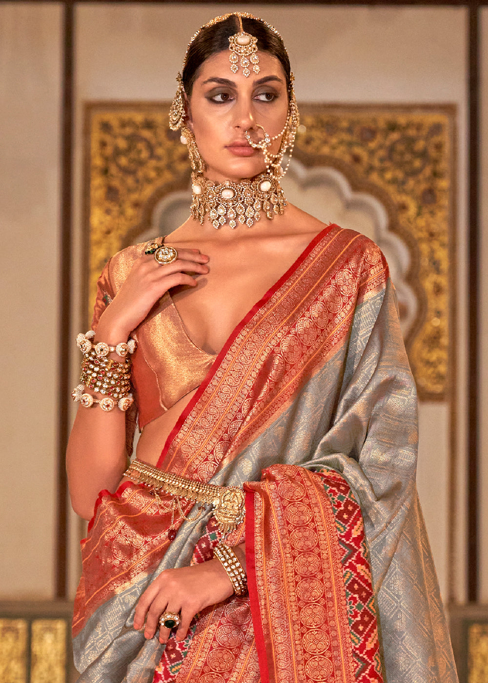 PREMIUM SILK Embroidered with Heavy Patchwork & Cutwork Border Saree with  Blouse