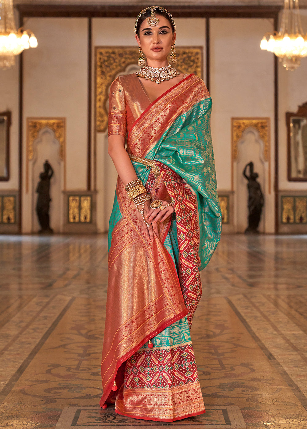 PREMIUM SILK Embroidered with Heavy Patchwork & Cutwork Border Saree with  Blouse