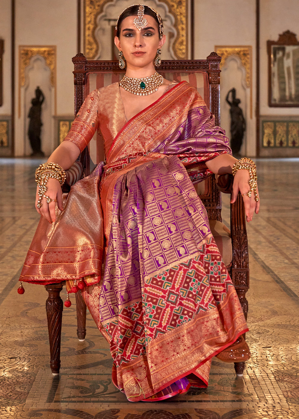 PREMIUM SILK Embroidered with Heavy Patchwork & Cutwork Border Saree with  Blouse