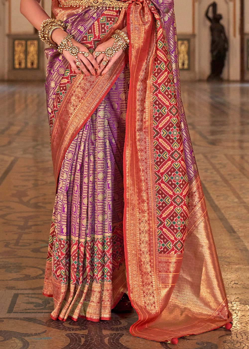 PREMIUM SILK Embroidered with Heavy Patchwork & Cutwork Border Saree with  Blouse