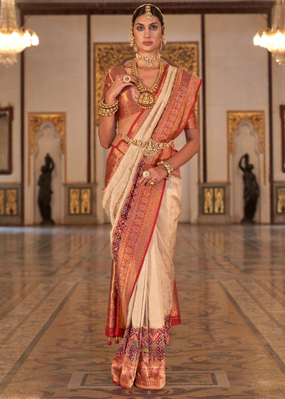 PREMIUM SILK Embroidered with Heavy Patchwork & Cutwork Border Saree with  Blouse