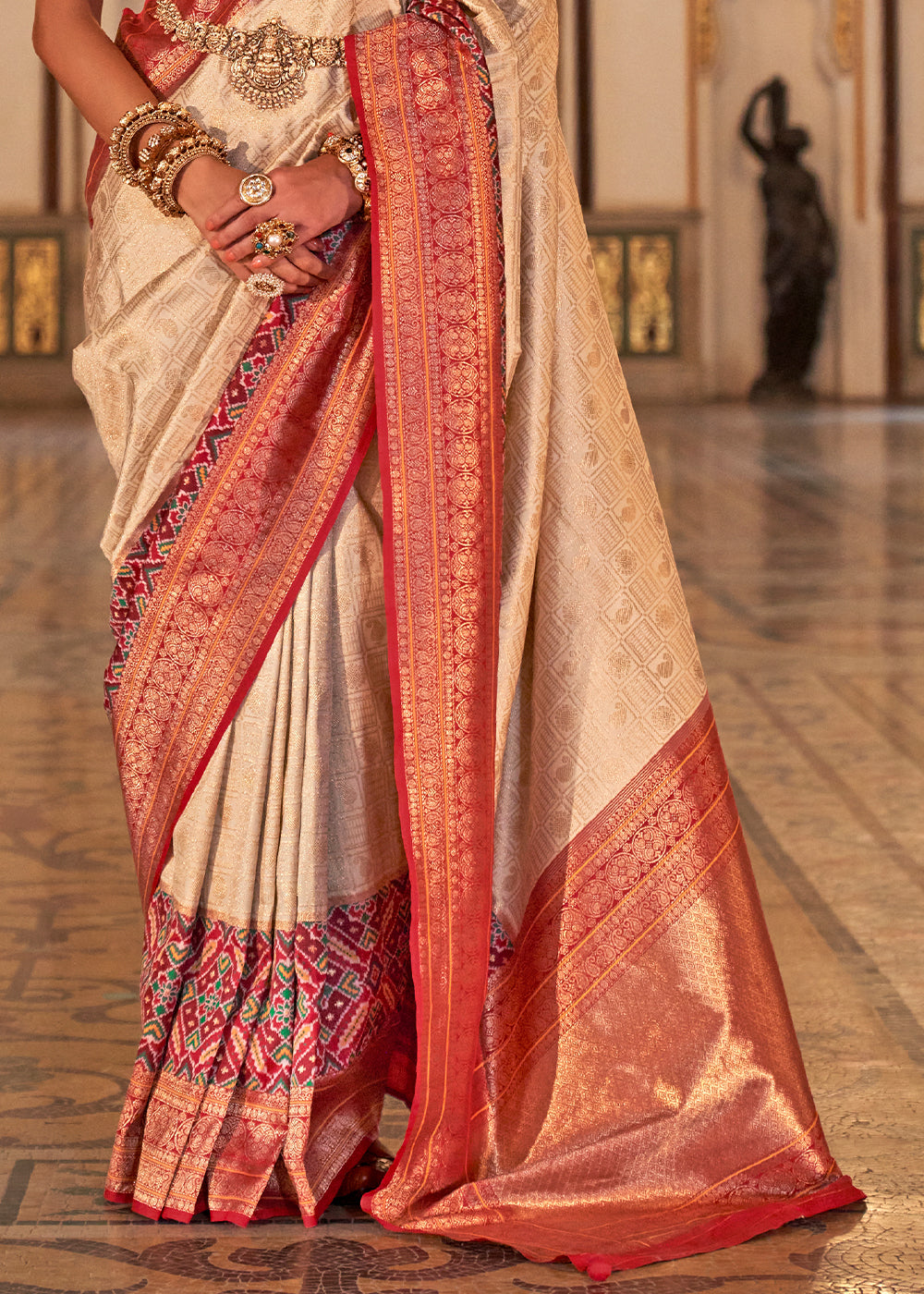 PREMIUM SILK Embroidered with Heavy Patchwork & Cutwork Border Saree with  Blouse