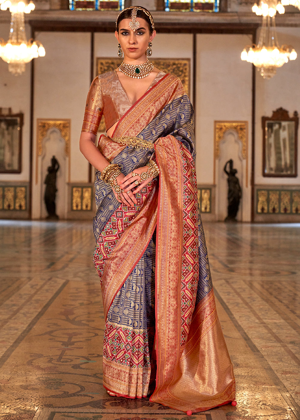 PREMIUM SILK Embroidered with Heavy Patchwork & Cutwork Border Saree with  Blouse