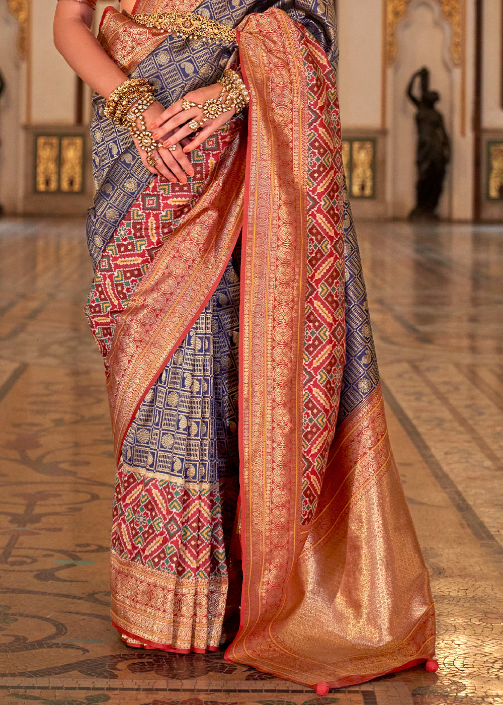 PREMIUM SILK Embroidered with Heavy Patchwork & Cutwork Border Saree with  Blouse