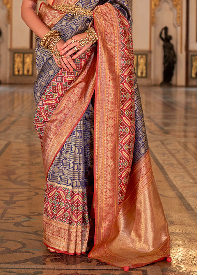 PREMIUM SILK Embroidered with Heavy Patchwork & Cutwork Border Saree with  Blouse