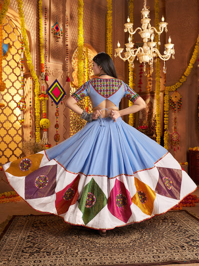Viscose cotton thread embroidered with jacquard patch work Ready to wear lehenga choli houseofpanchhi