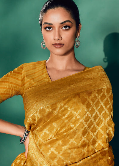 Mustard Color Pure Viscos Woven Saree