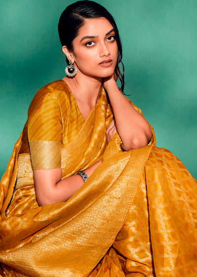 Mustard Color Pure Viscos Woven Saree