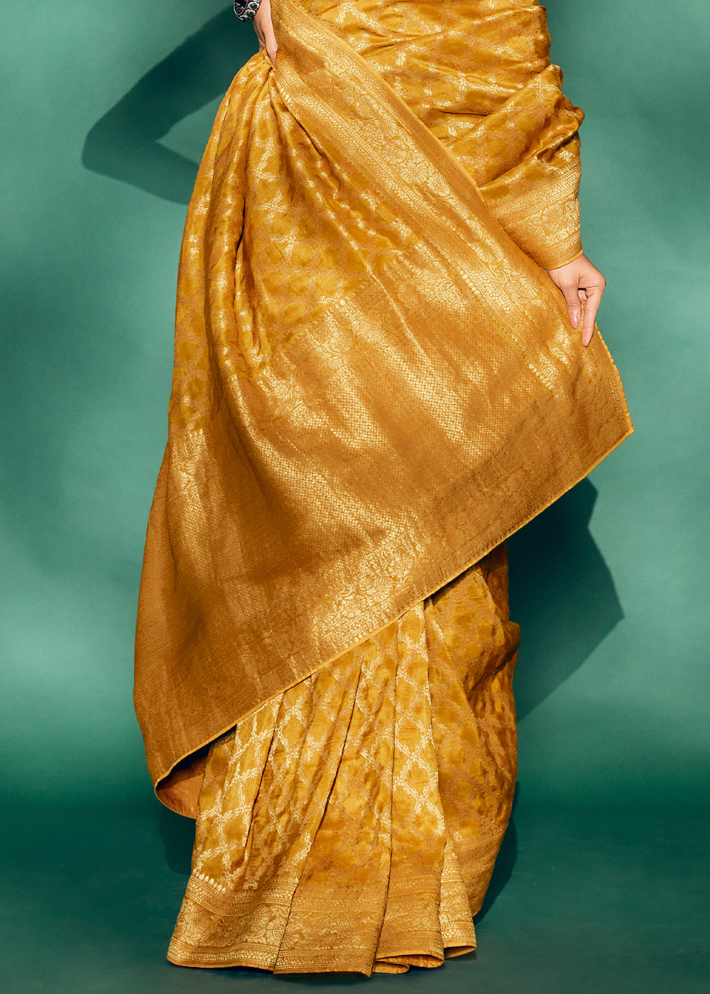 Mustard Color Pure Viscos Woven Saree