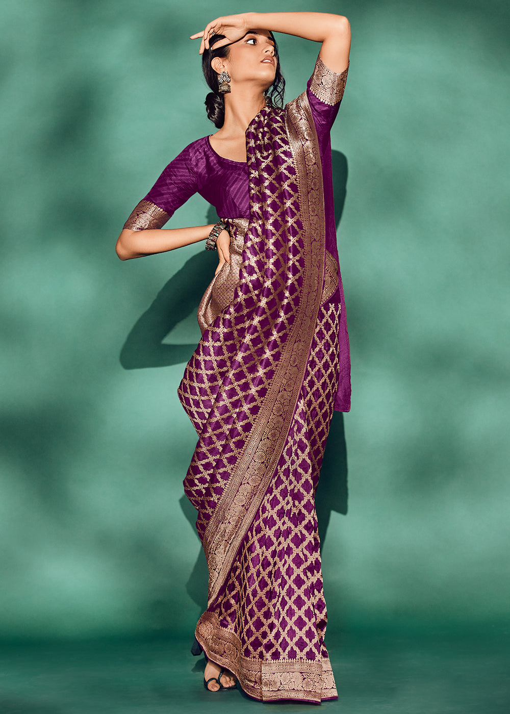 Purple Color Pure Viscos Woven Saree