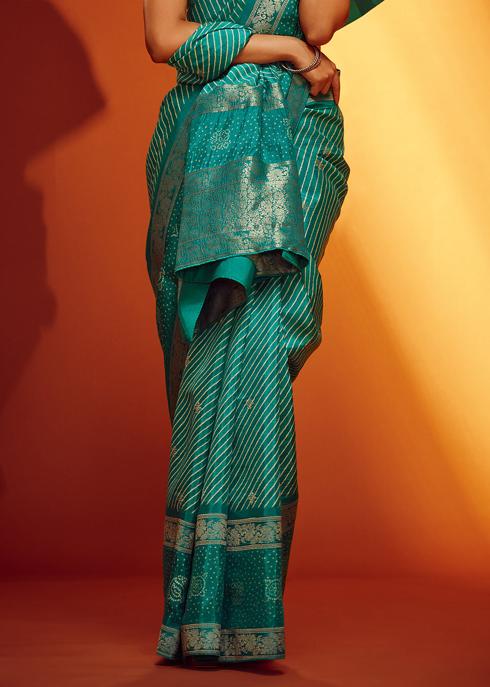 Teal-Blue Color Digitally Printed Pure Viscos Woven Saree