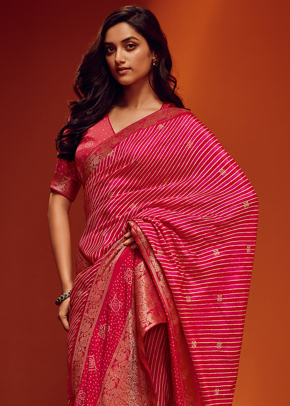 Pink Color Digitally Printed Pure Viscos Woven Saree