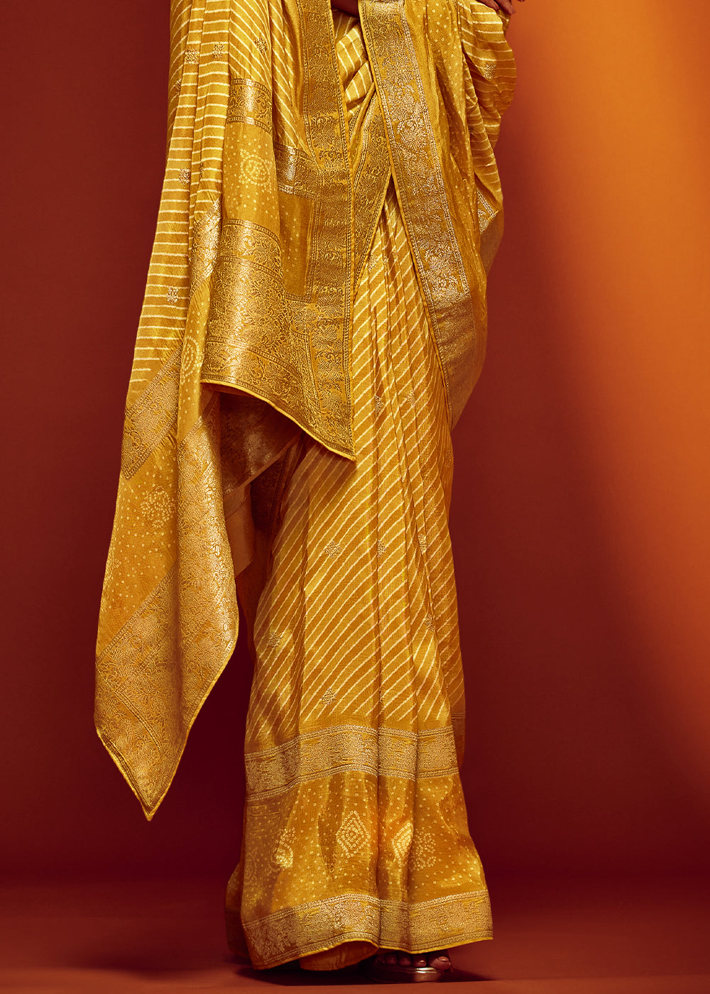 Yellow Color Digitally Printed Pure Viscos Woven Saree