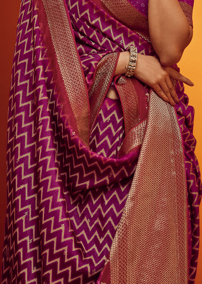 Purple Color Digitally Printed Pure Viscos Woven Saree