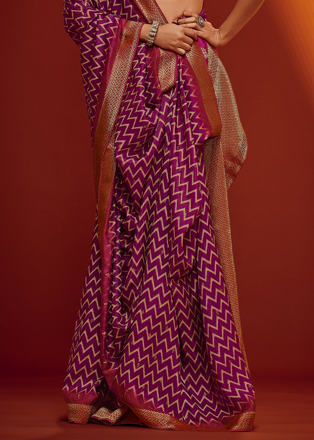 Purple Color Digitally Printed Pure Viscos Woven Saree