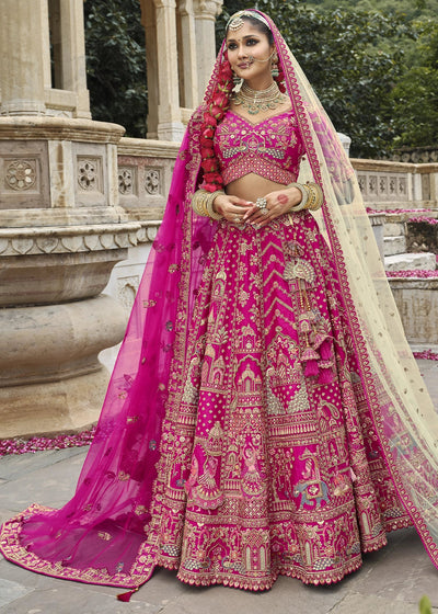 Red- Embroidery, Sequence, Thread Work Bridal Semi Stitched Lehenga House of Panchhi