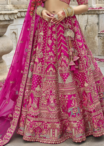 Red- Embroidery, Sequence, Thread Work Bridal Semi Stitched Lehenga House of Panchhi