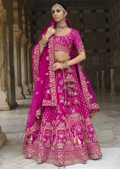 Pink- Embroidery, Sequence, Thread Work Bridal Semi Stitched Lehenga (Copy) House of Panchhi