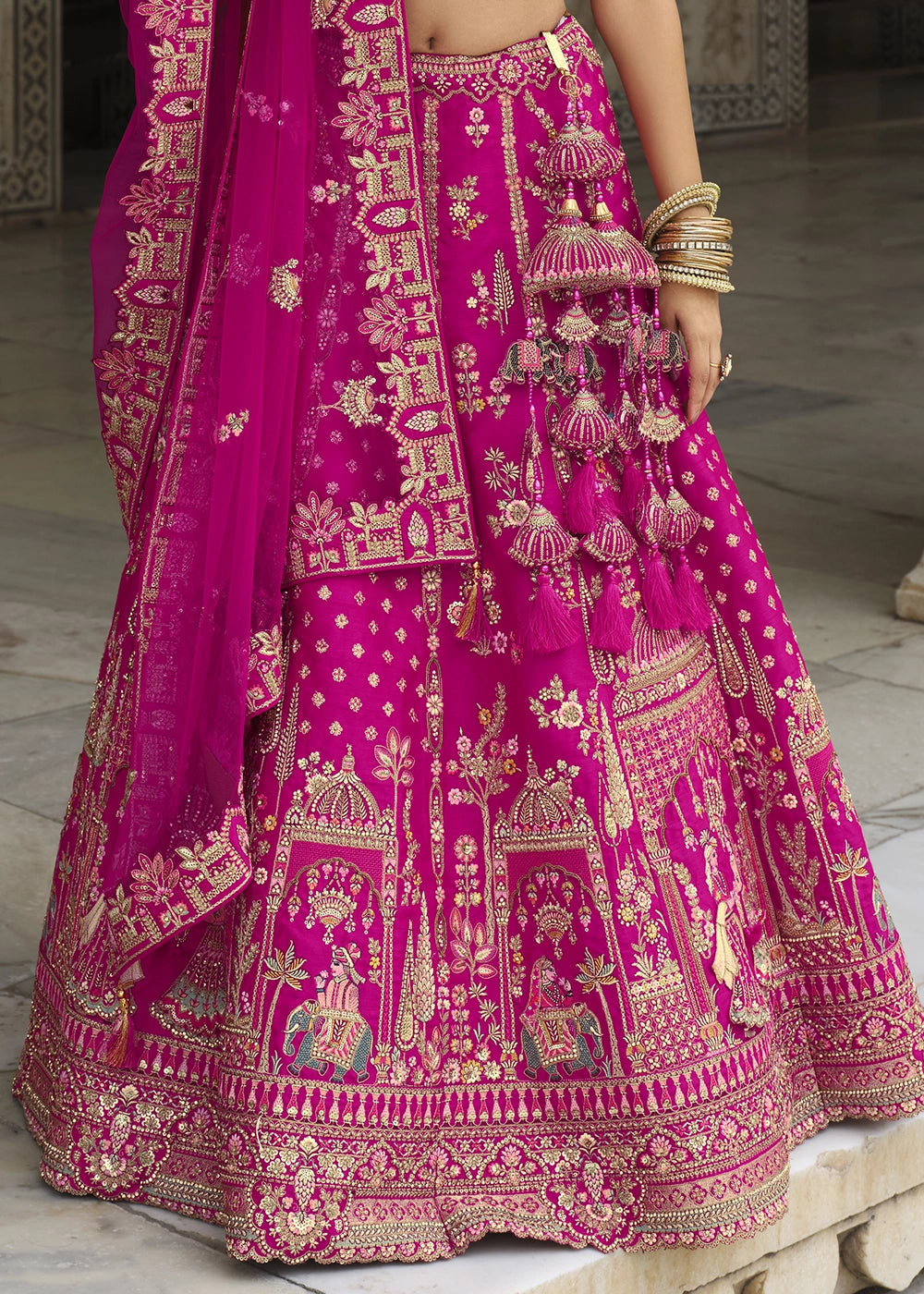 Pink- Embroidery, Sequence, Thread Work Bridal Semi Stitched Lehenga (Copy) House of Panchhi