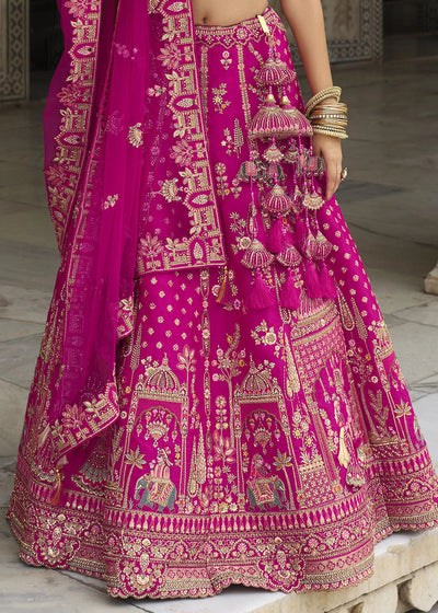 Pink- Embroidery, Sequence, Thread Work Bridal Semi Stitched Lehenga (Copy) House of Panchhi