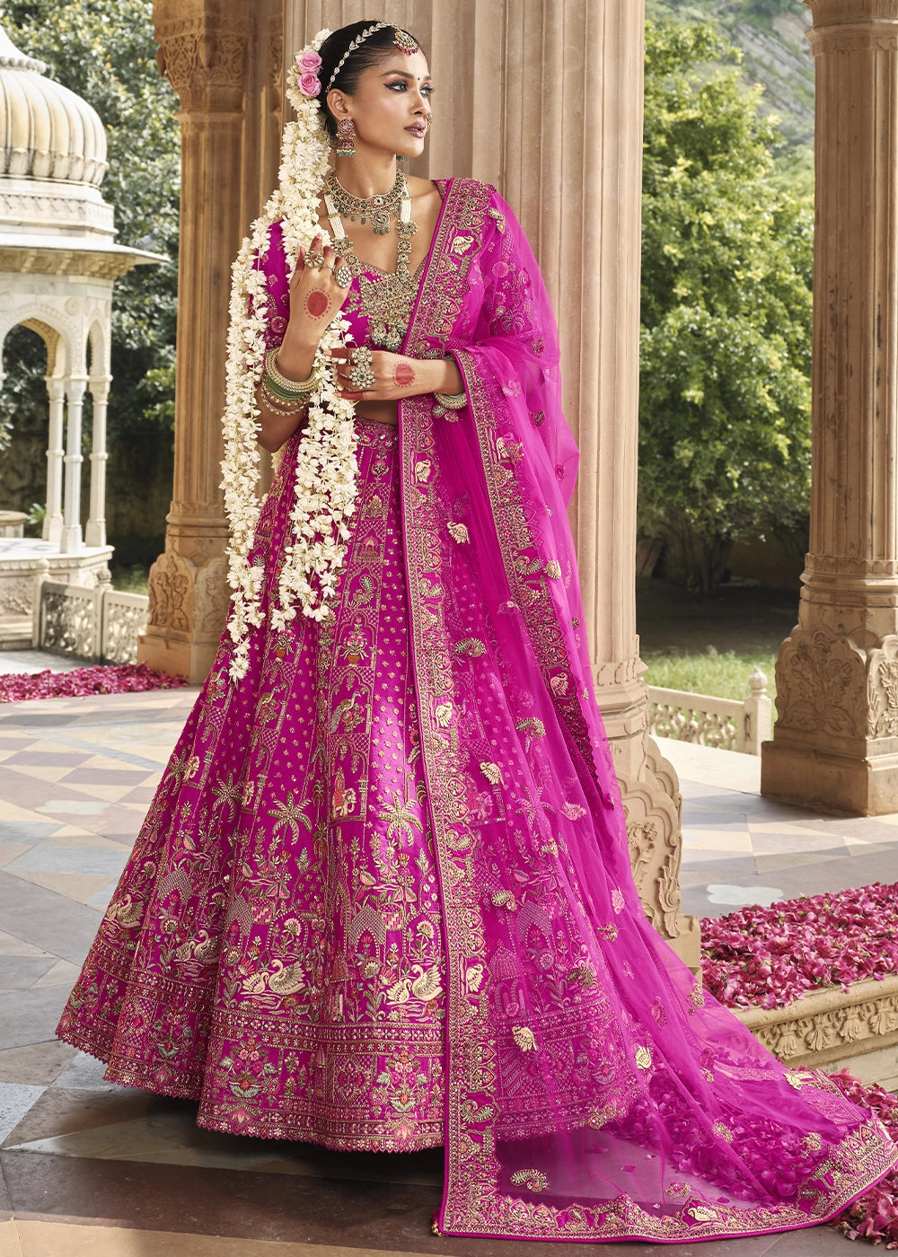 Pink- Embroidery, Sequence, Thread Work Bridal Semi Stitched Lehenga House of Panchhi