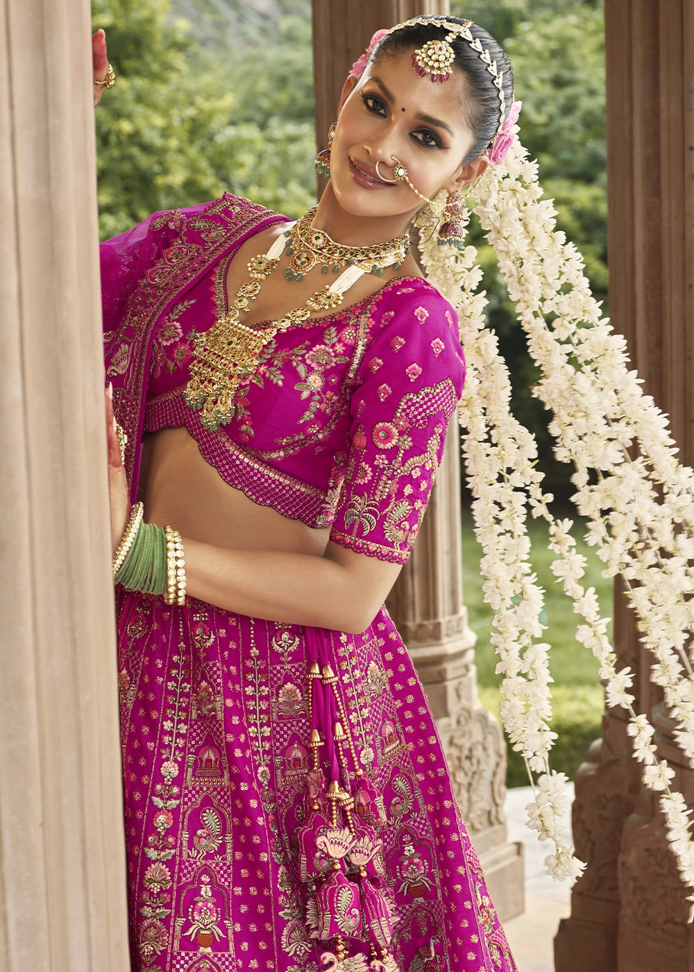 Pink- Embroidery, Sequence, Thread Work Bridal Semi Stitched Lehenga House of Panchhi