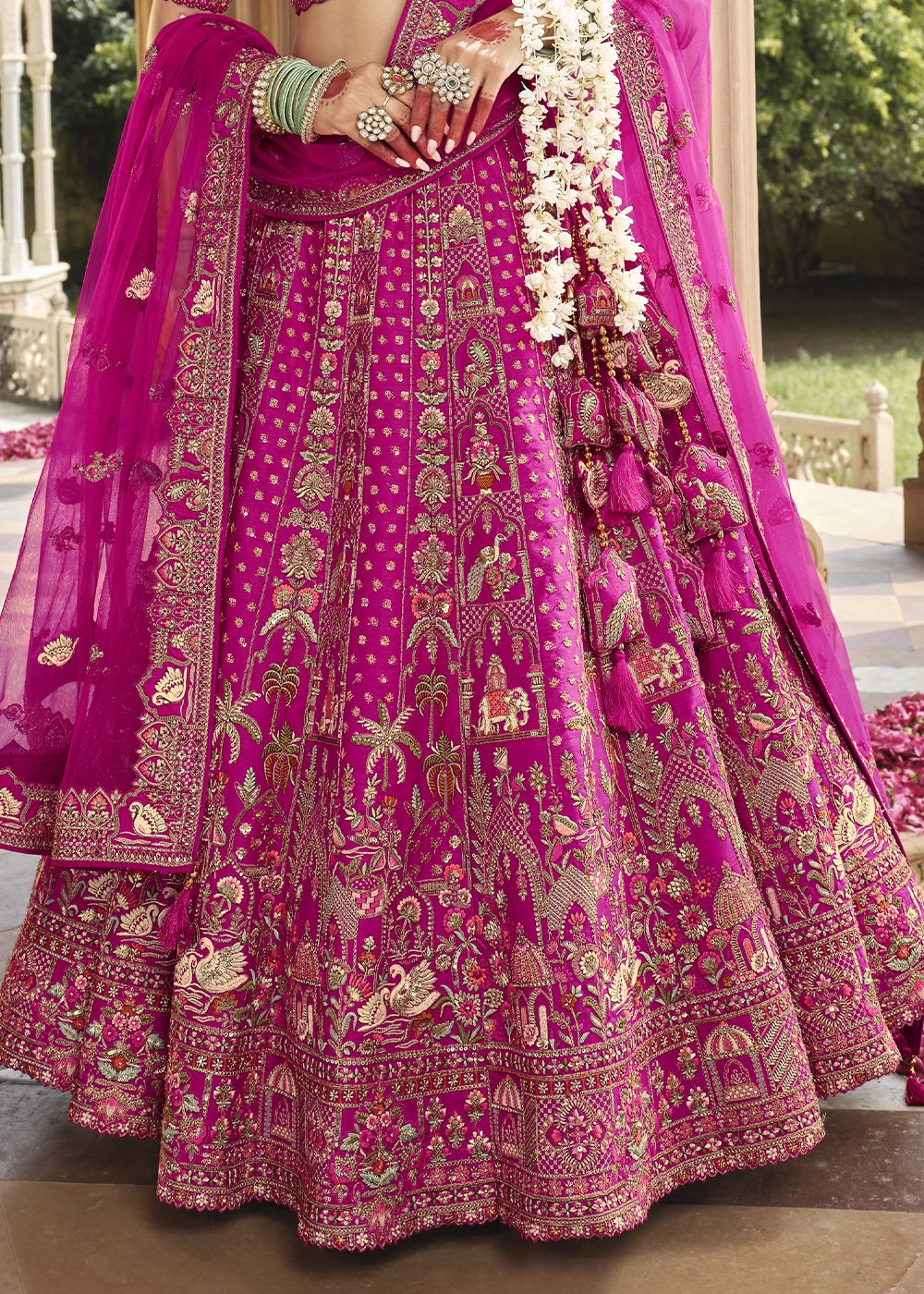 Pink- Embroidery, Sequence, Thread Work Bridal Semi Stitched Lehenga House of Panchhi