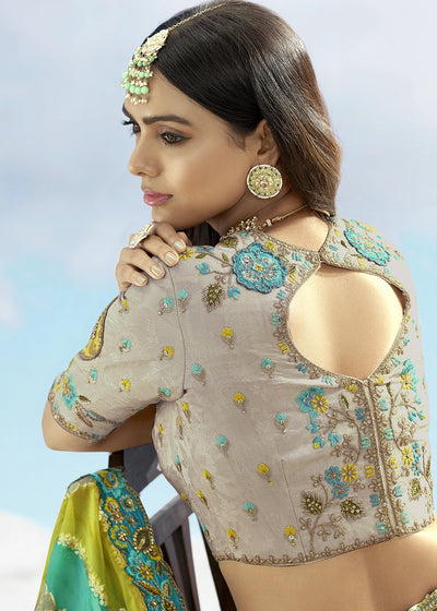 Patch & Cut Work Silk Embroidered Semi Stitched Lehenga Choli & Dupatta